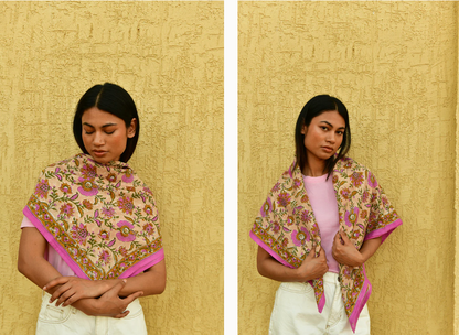 Grand foulard THÉODORA Rose - Byzantine