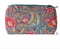 Trousse à maquillage fleurs - bleue 12x20 cm