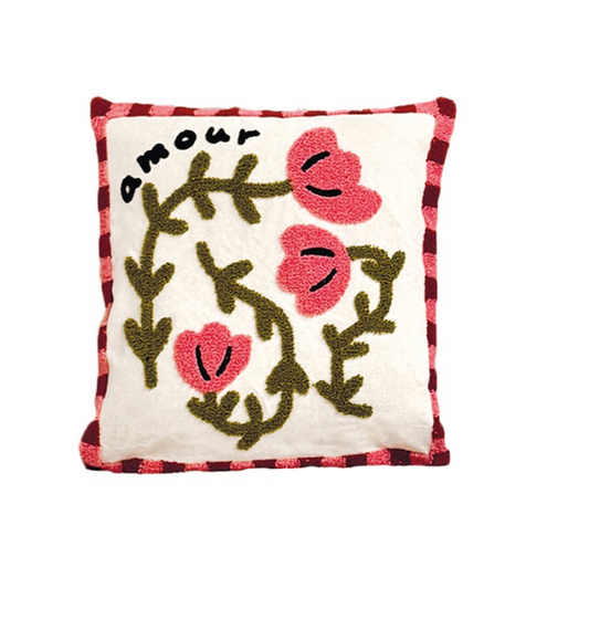 Coussin Influence coquelicot rose 40x40cm