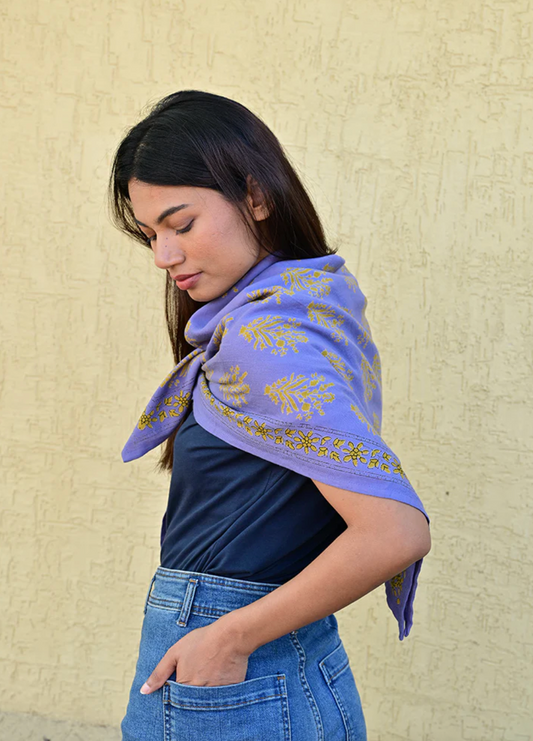 Grand foulard Galatie Bleu Horizon - Byzantine