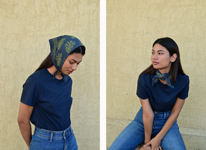 Petit foulard GALATIE Bleu Marine - Byzantine
