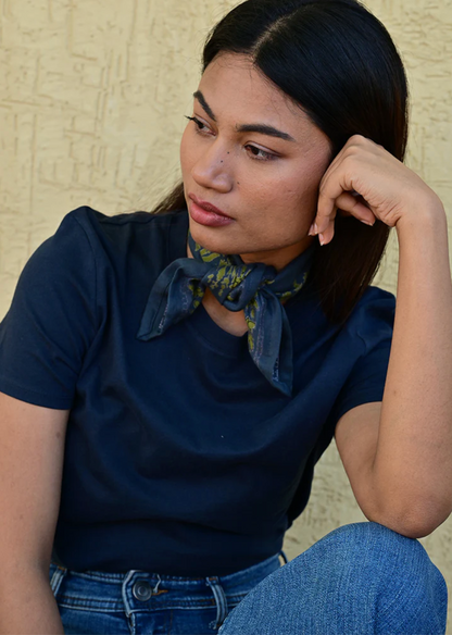 Petit foulard GALATIE Bleu Marine - Byzantine