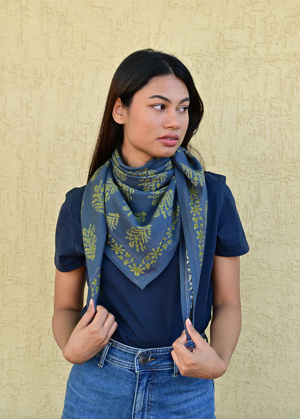 Grand foulard Galatie Bleu Marine - Byzantine