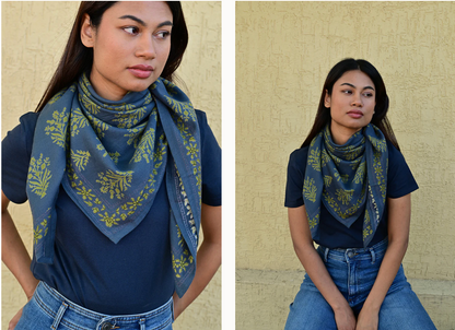 Grand foulard Galatie Bleu Marine - Byzantine