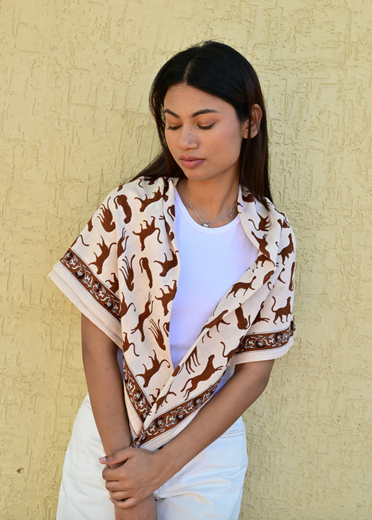 Grand foulard Fauve Latte - Byzantine