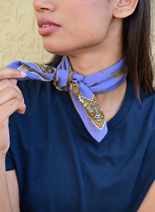 Petit foulard Fauve Bleu Horizon - Byzantine