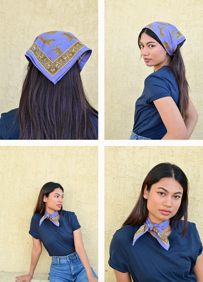Petit foulard Fauve Bleu Horizon - Byzantine