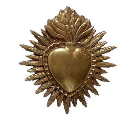 DECO MURALE EX-VOTO COEUR SOLEIL DORE 10X11.2CM