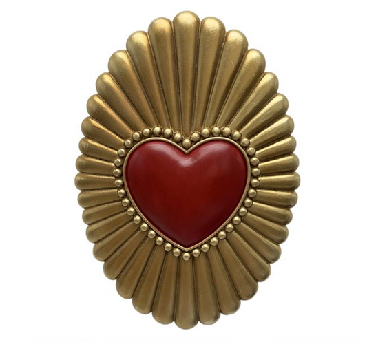 DECO MURALE COEUR ROUGE OVALE 12,5X18CM