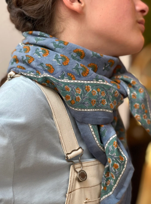 Grand foulard SÉLÉNÉ Bleu horizon  - Byzantine