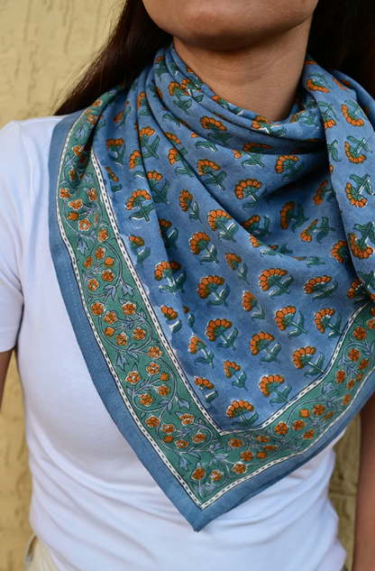 Grand foulard SÉLÉNÉ Bleu horizon  - Byzantine