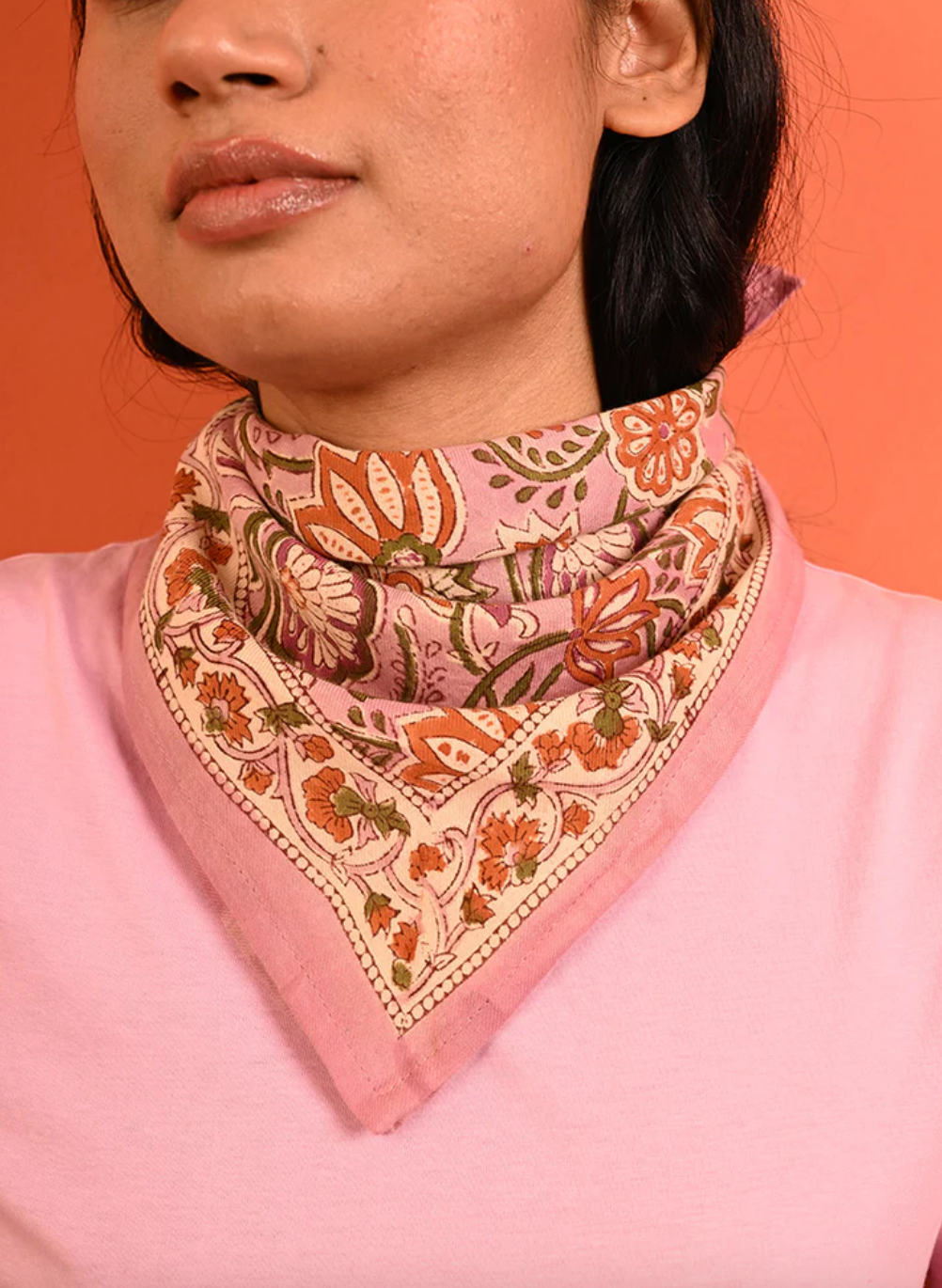 Petit foulard N°114 Rose  - Byzantine