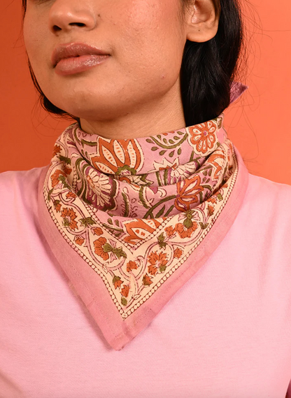 Petit foulard N°114 Rose  - Byzantine