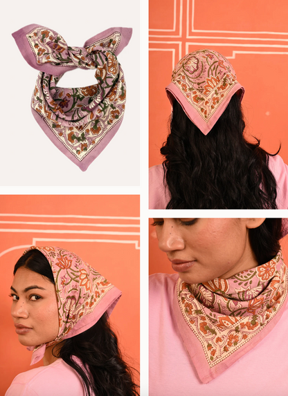 Petit foulard N°114 Rose  - Byzantine