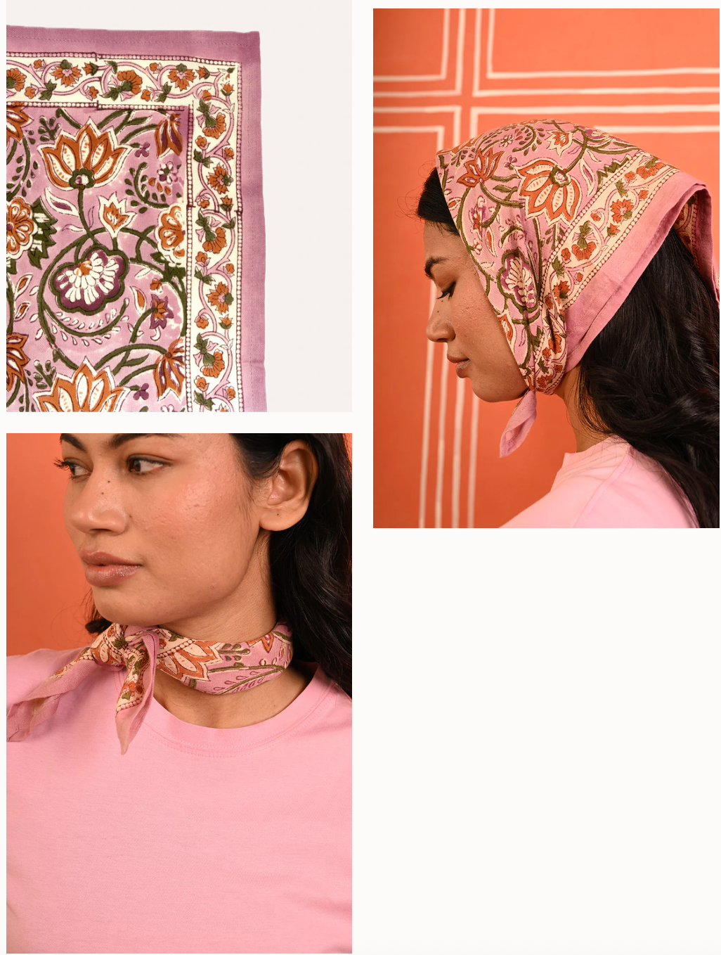 Petit foulard N°114 Rose  - Byzantine