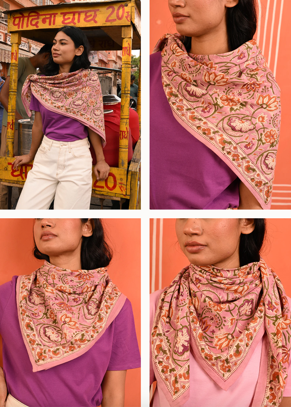 Grand foulard N°114 Rose  - Byzantine