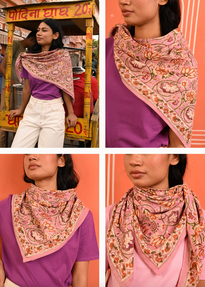 Grand foulard N°114 Rose  - Byzantine