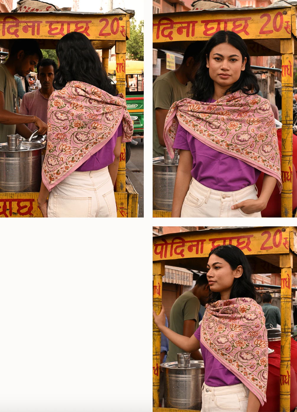 Grand foulard N°114 Rose  - Byzantine