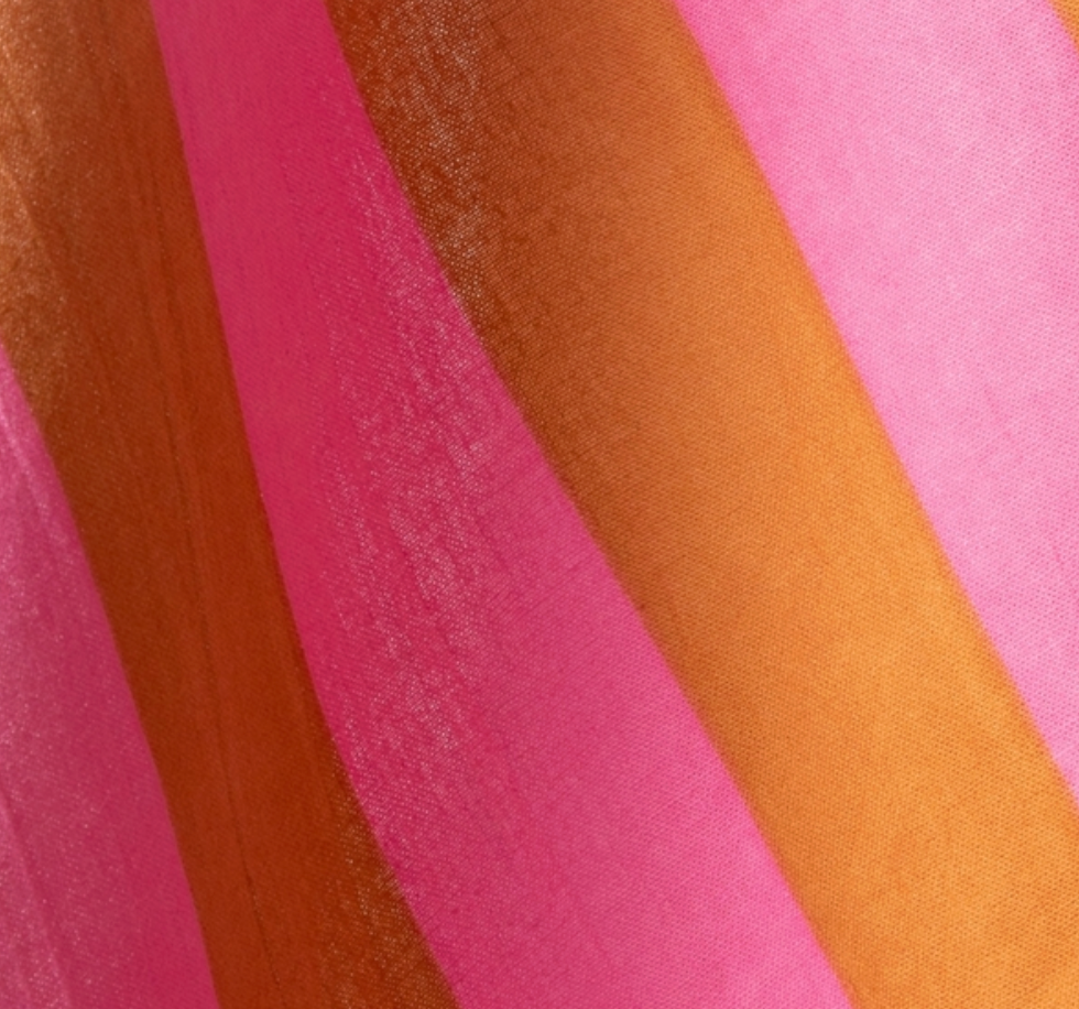 Torchon à froufrous - Rose et Marron rayé