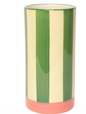 Vase rayé, vert/rose, 20xø10 cm