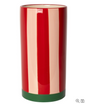 Vase rayé, Rouge/Vert/Rose, 20xø10 cm
