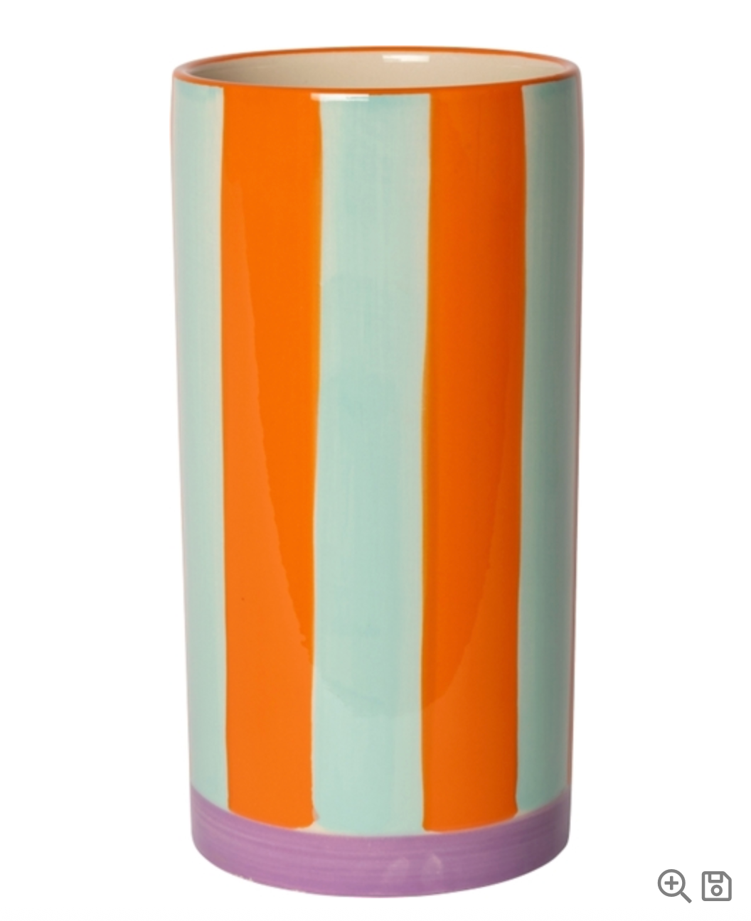 Vase rayé, Orange/Menthe/Violet, 20xø10 cm