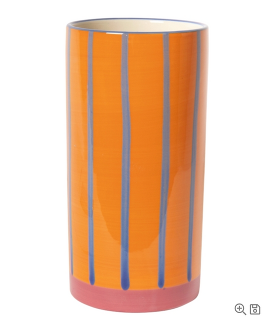 Vase Lignes, Bleu/Orange/Rose, 20xø10 cm