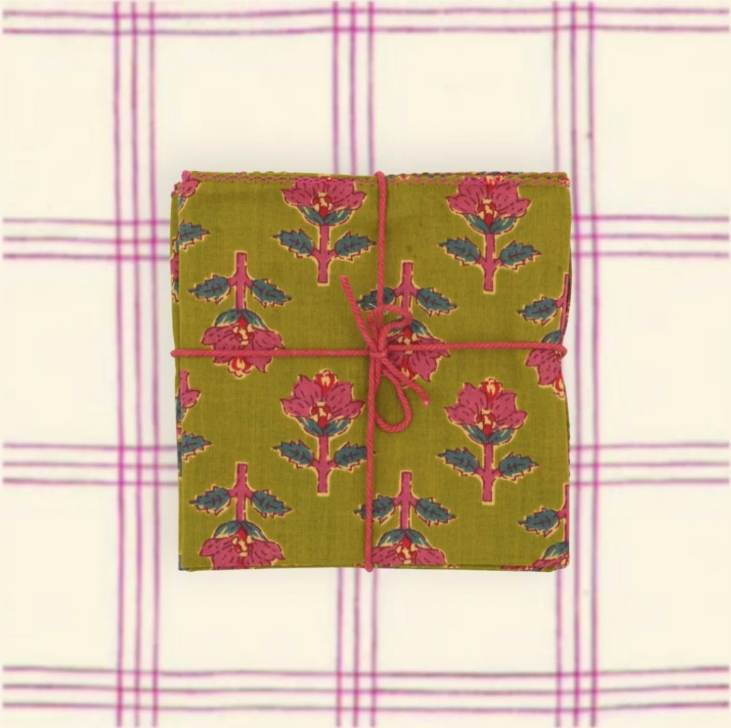 Serviettes de tablex4 - Jonquille Olive