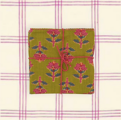 Serviettes de tablex4 - Jonquille Olive