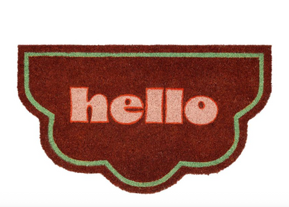 PAILLASSON HELLO BORDEAUX+ROSE 73X43CM