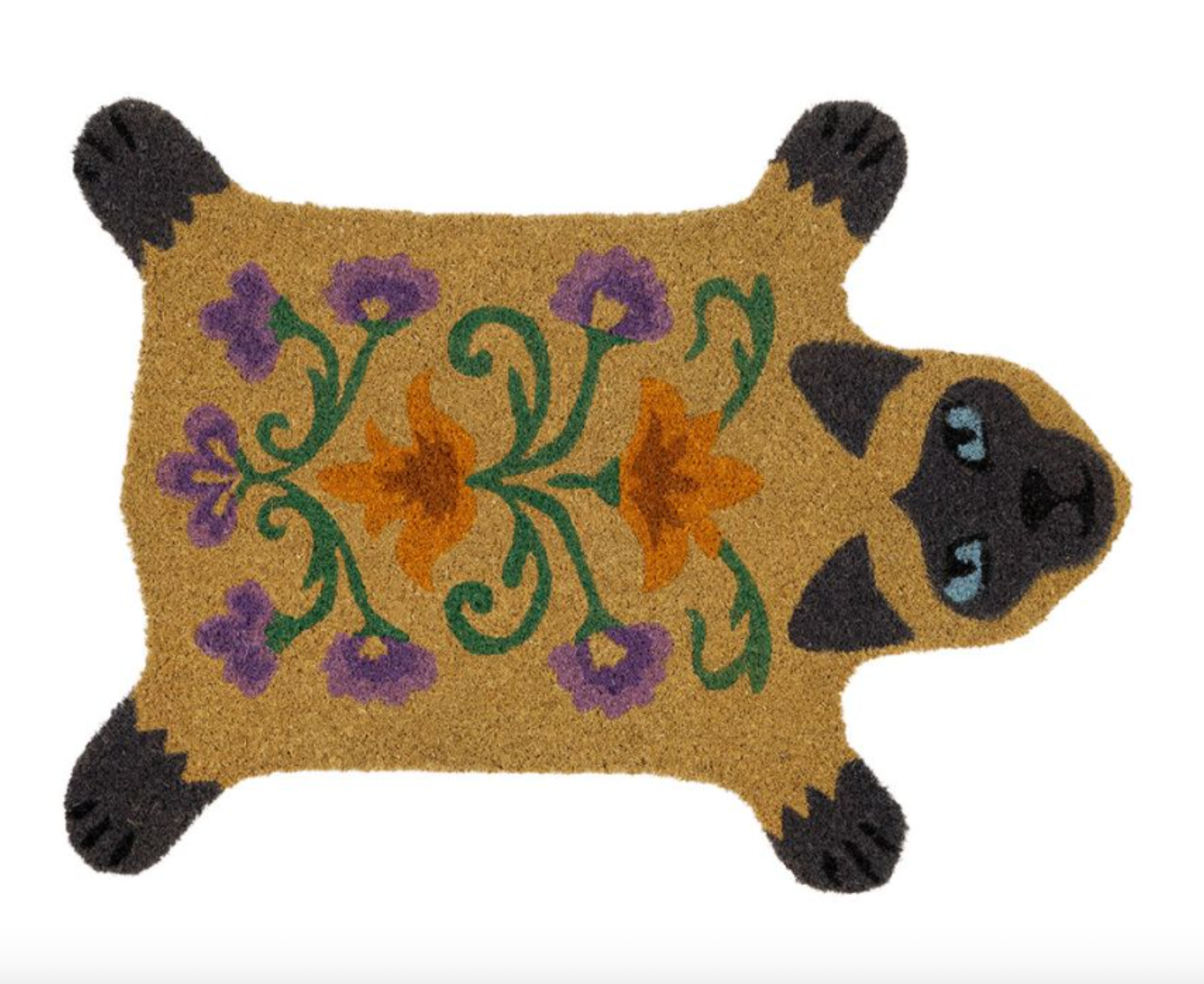PAILLASSON CHAT NATUREL+GRIS+MAUVE 69X54CM