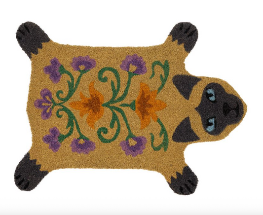 PAILLASSON CHAT NATUREL+GRIS+MAUVE 69X54CM