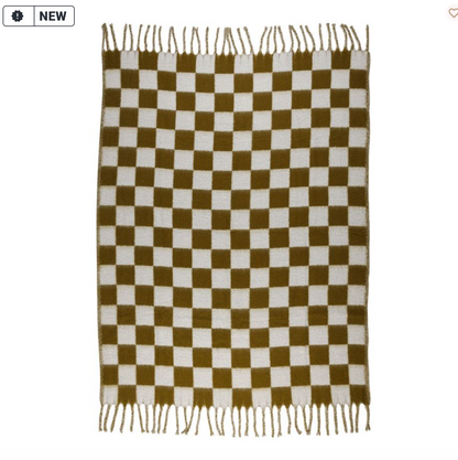 PLAID KAROZ KAKI+BLANC 170X130CM