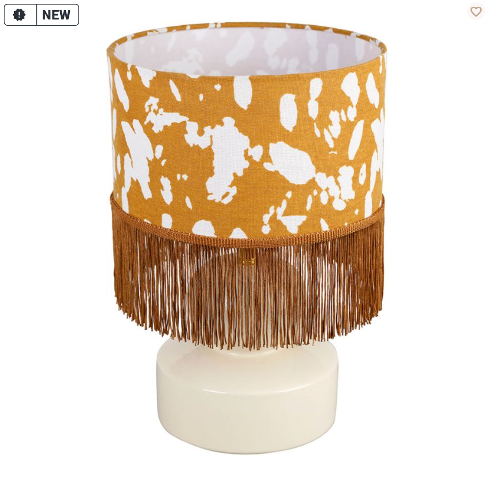 LAMPE BOHOHOTEL ECRU+MOUTARDE D16XH37CM