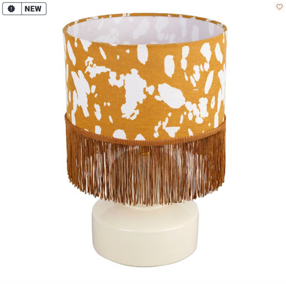 LAMPE BOHOHOTEL ECRU+MOUTARDE D16XH37CM