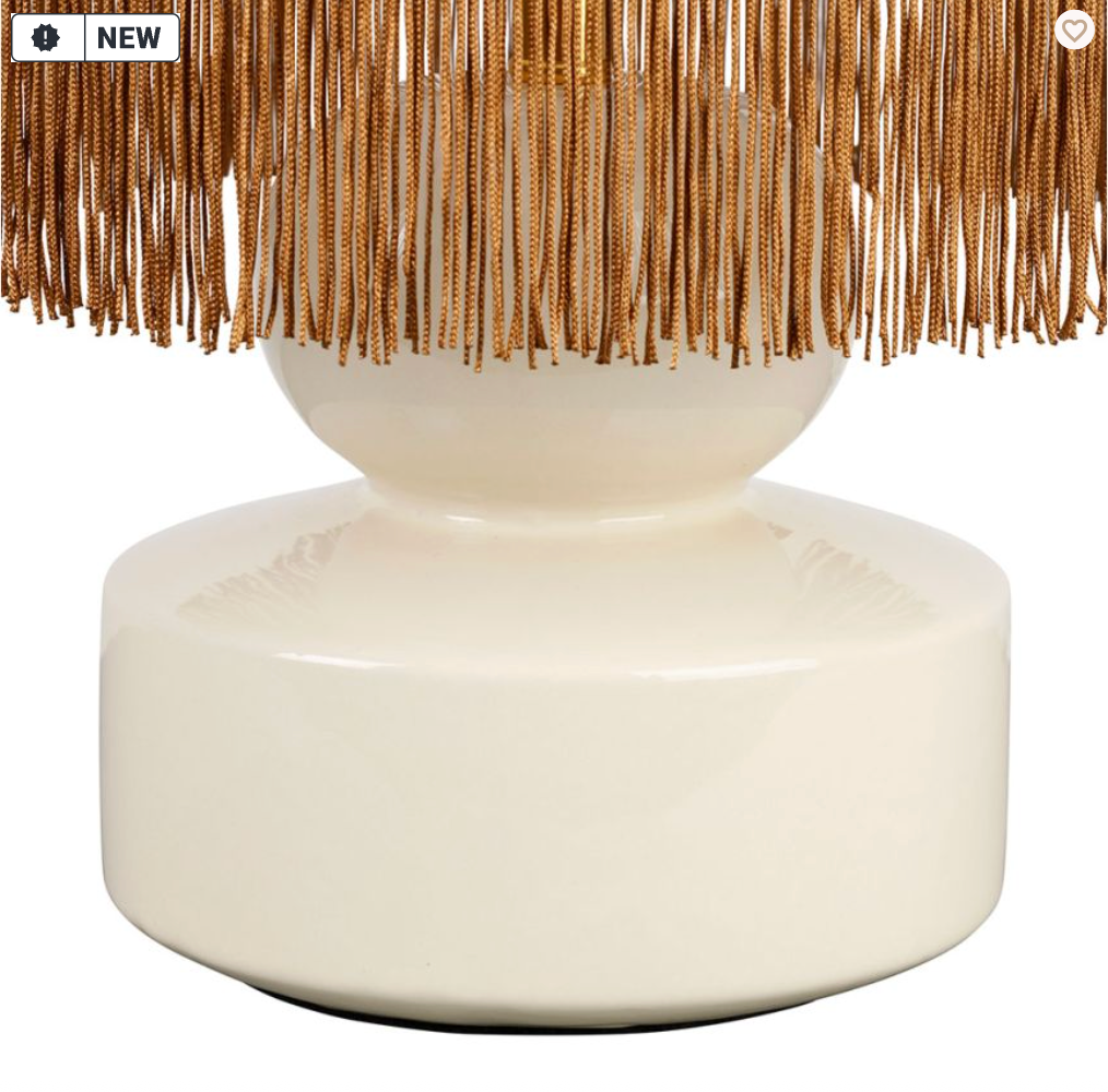 LAMPE BOHOHOTEL ECRU+MOUTARDE D16XH37CM