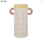 VASE 2 ANSES ARTIST JAUNE+ROSE 15X9XH21CM