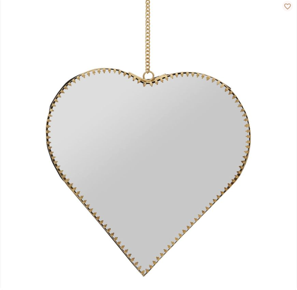 MIROIR COEUR DORE ANTIQUE 20X21CM LAITON+MIROIR