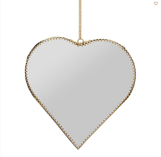 MIROIR COEUR DORE ANTIQUE 20X21CM LAITON+MIROIR