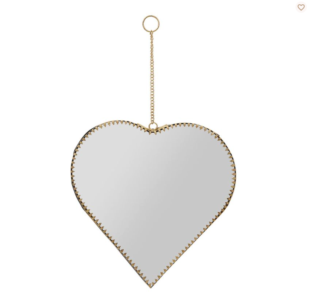 MIROIR COEUR DORE ANTIQUE 20X21CM LAITON+MIROIR