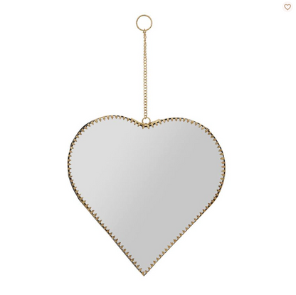 MIROIR COEUR DORE ANTIQUE 20X21CM LAITON+MIROIR