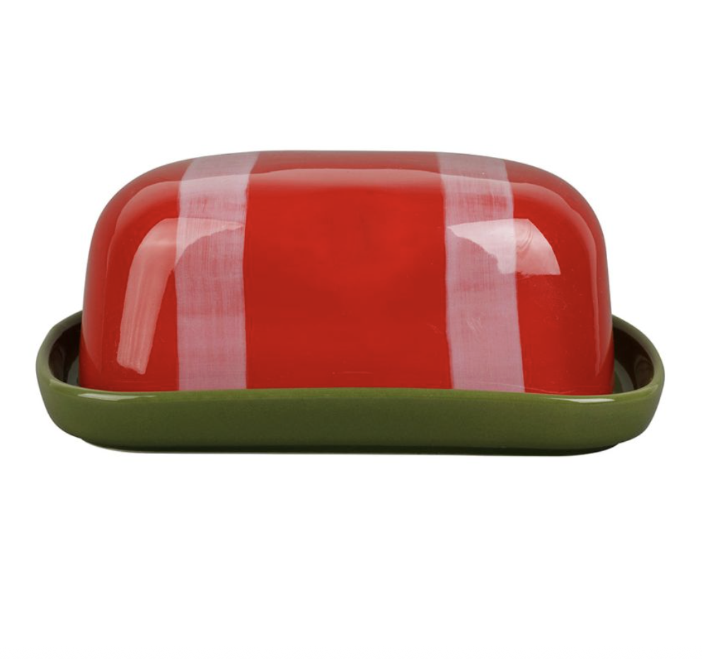 BEURRIER KITCHFUN ROUGE+VERT 18X12X7.5CM
