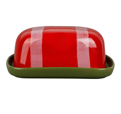 BEURRIER KITCHFUN ROUGE+VERT 18X12X7.5CM