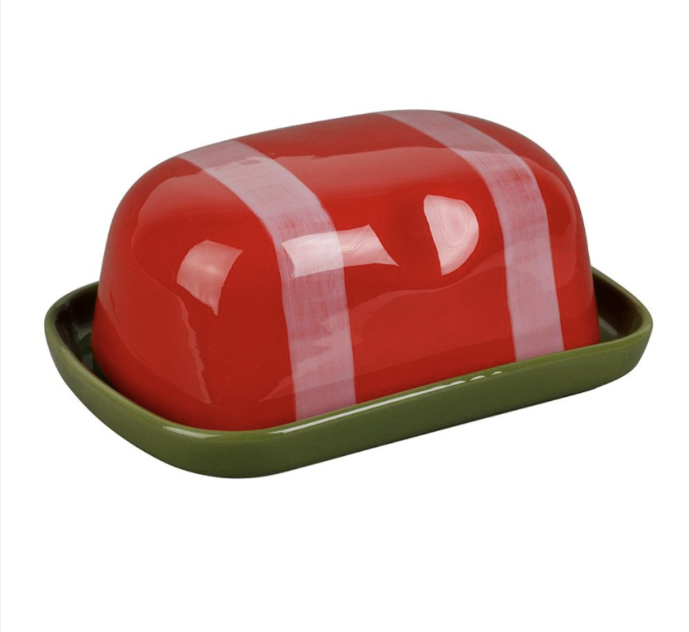 BEURRIER KITCHFUN ROUGE+VERT 18X12X7.5CM