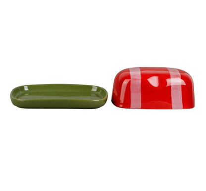 BEURRIER KITCHFUN ROUGE+VERT 18X12X7.5CM