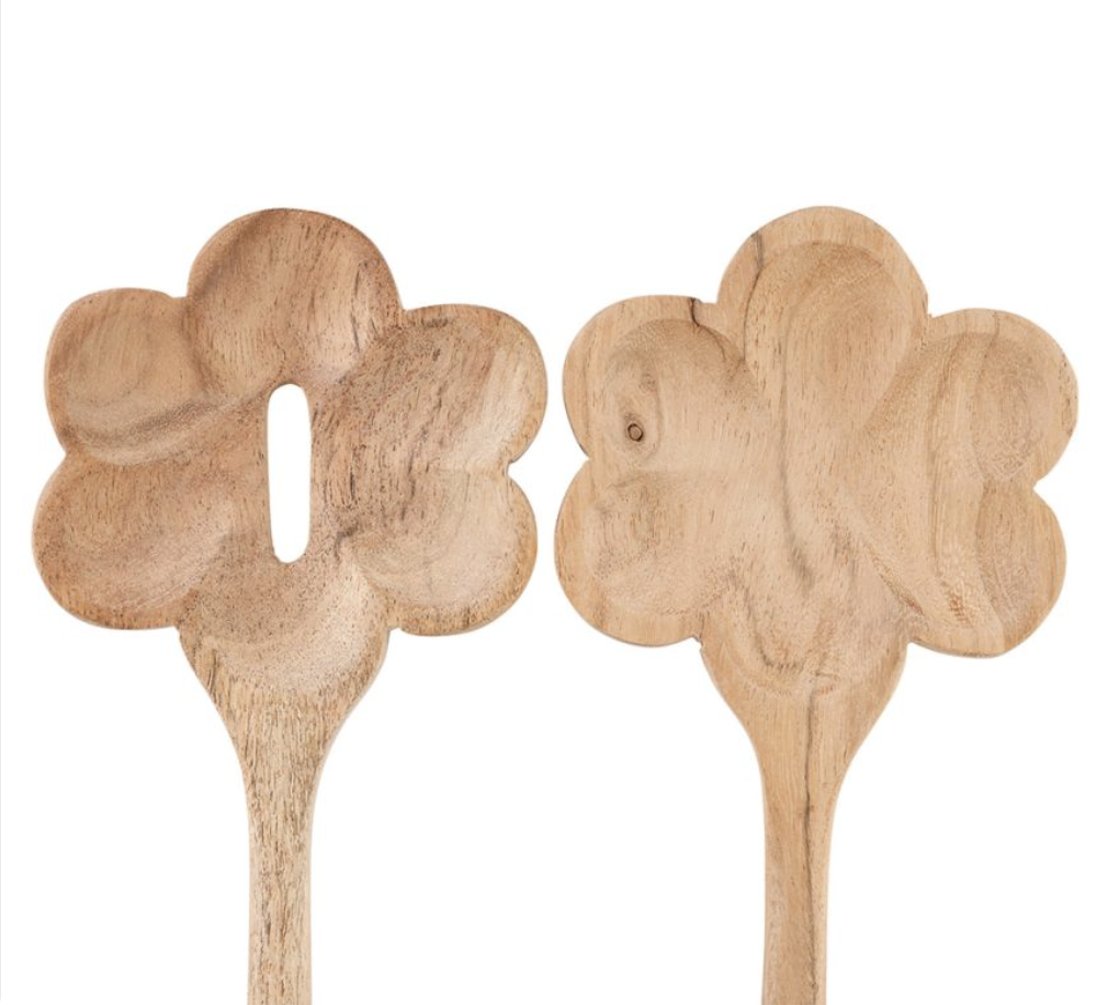 COUVERTS SALADE FLEUR X2 DALBERT NATUREL L31CM