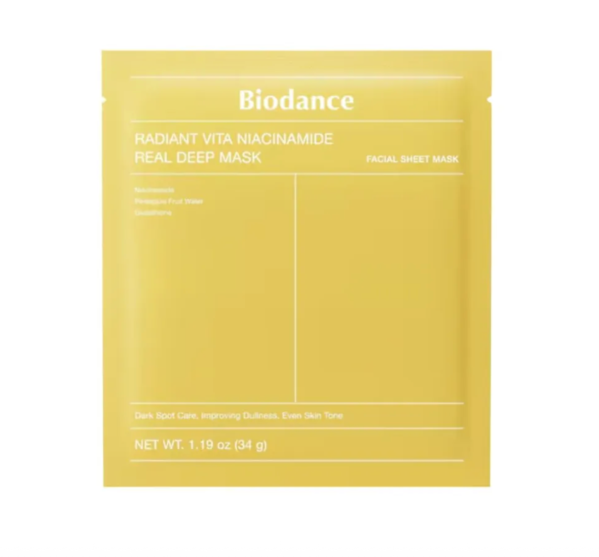 Masque Biodance - Radiant Vita Niacinamide, Masque Profond Authentique à la Niacinamide et aux Vitamines Éclat x 1pc