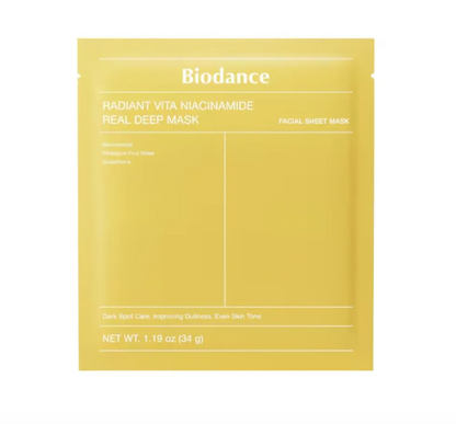 Masque Biodance - Radiant Vita Niacinamide, Masque Profond Authentique à la Niacinamide et aux Vitamines Éclat x 1pc