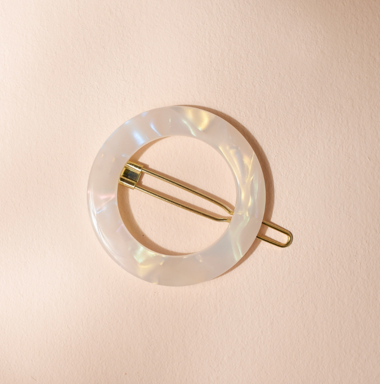 Barrette ronde Nacre