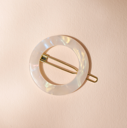 Barrette ronde Nacre